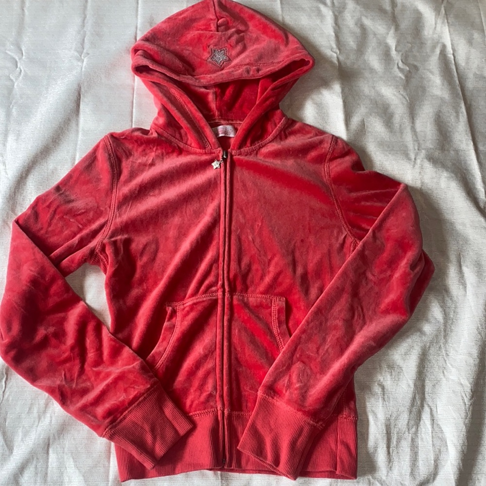 Pink / red velour track suit jacket y2k grunge